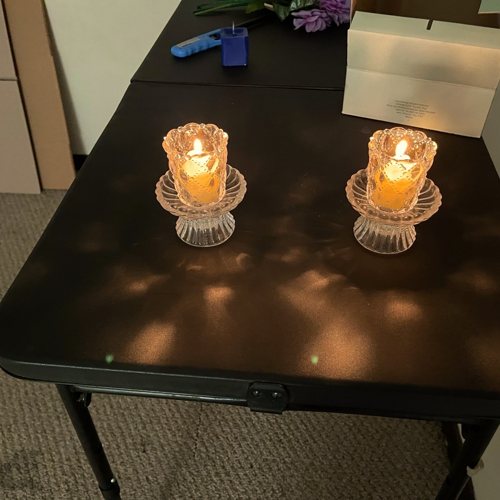 **Elegant Quilted Glass Candle Holders by PartyLite**
